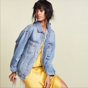 Free People Studded Trucker Jean Jacket M